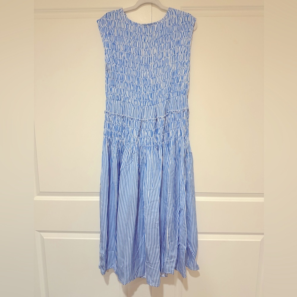 NWT J. Crew Blue & White Maude dress in stripe drapey viscose twill - Picture 5 of 8